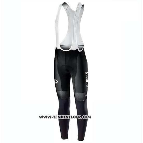 2019 Maillot Ciclismo Ineos Champion Uk Blanc Manches Longues et Cuissard